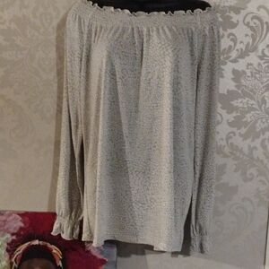 Attention Gray and White Blouse Versatile Top